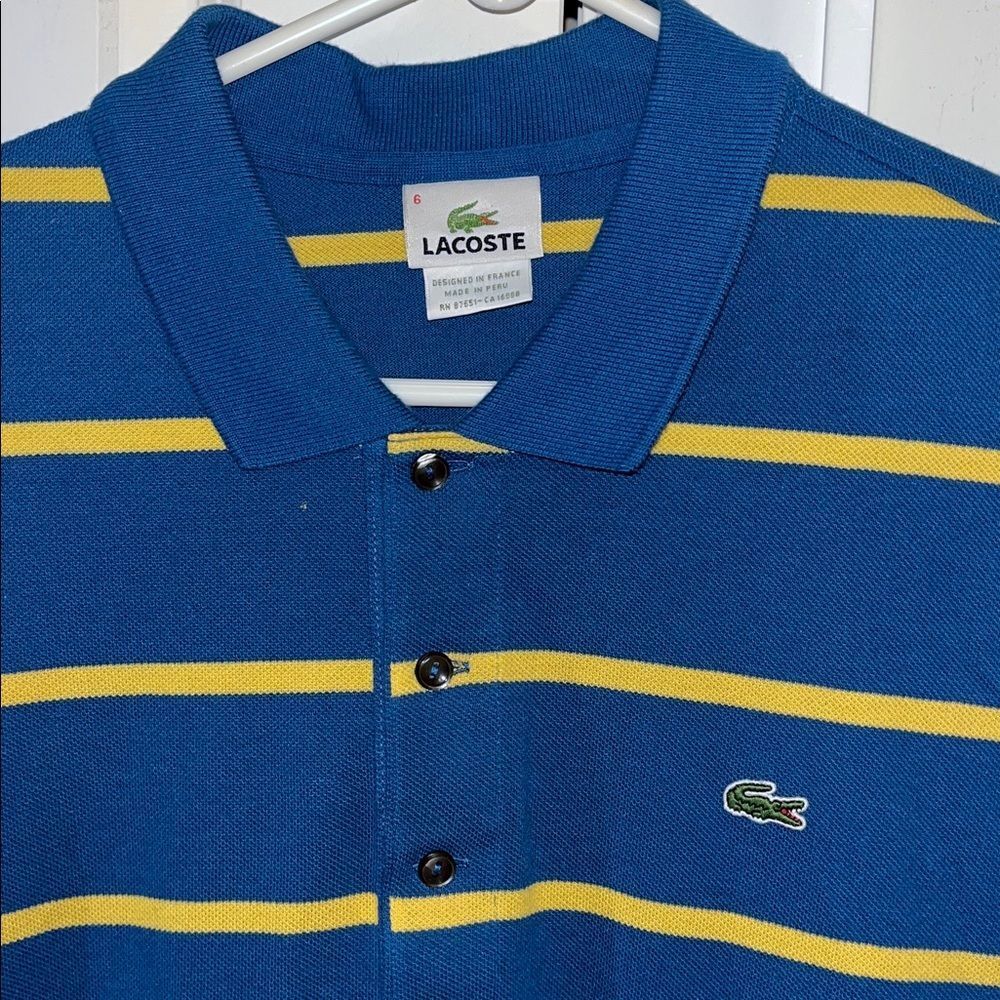 Lacoste Devanlay French Midnight blue Gold polo golf tennis alligator shirt 6 L